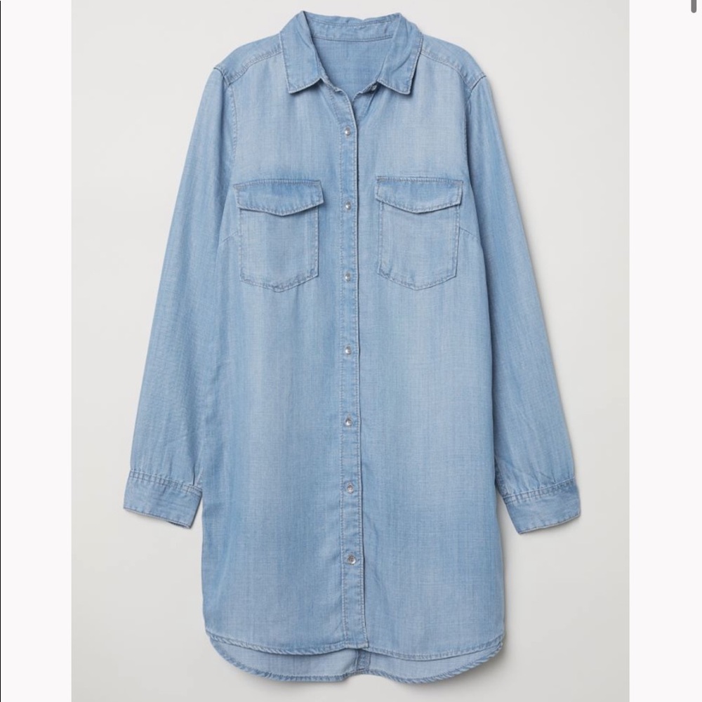 &Denim long sleeve jean shirt tunic
